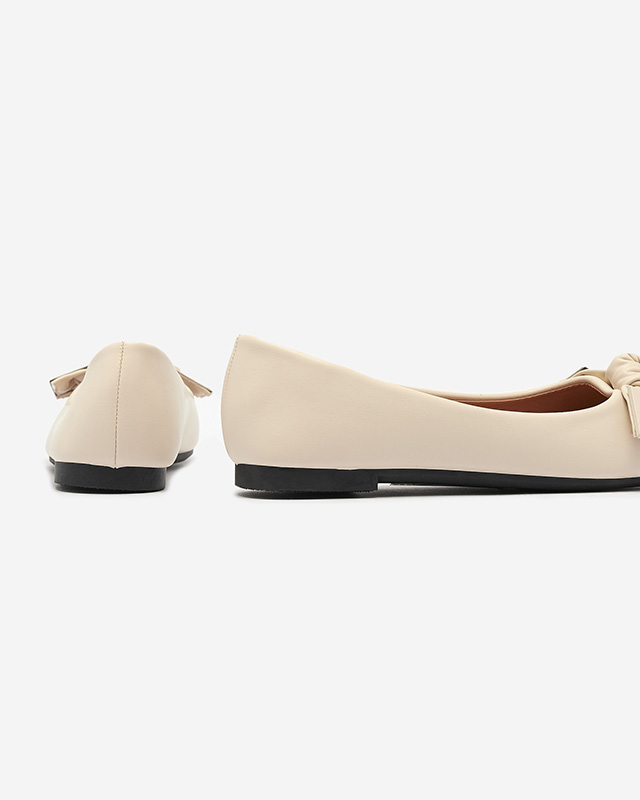 Beige Damen-Ballerinas mit Verzierung auf der Nase Caxien- Footwear