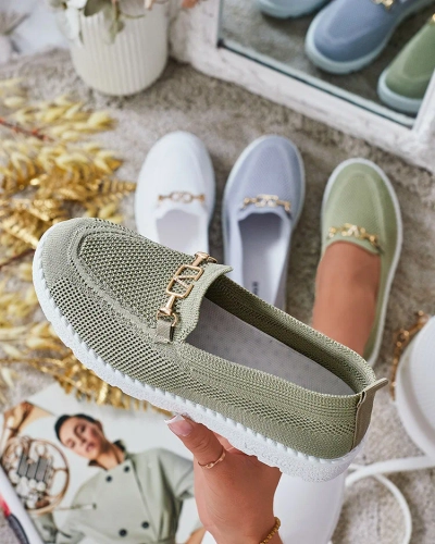 Royalfashion Damen Stoff Mokassins mit Goldverzierung Erticae