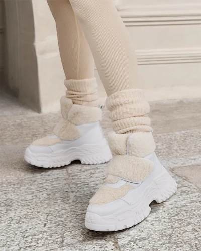 Royalfashion Damen Schneestiefel mit Schafsfell Segulla
