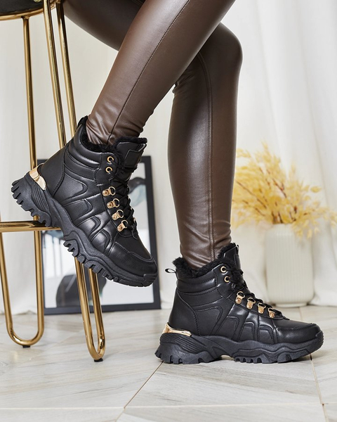 Royalfashion Damen Sneaker mit Fell in schwarz Megigna