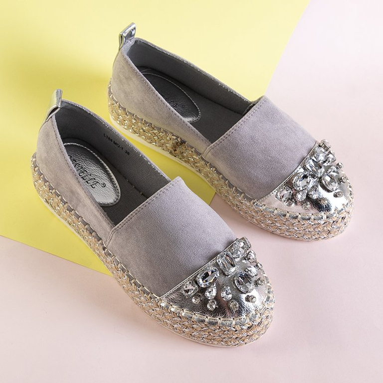 Graue Damen-Espadrilles auf der Kasumi-Plattform - Schuhe