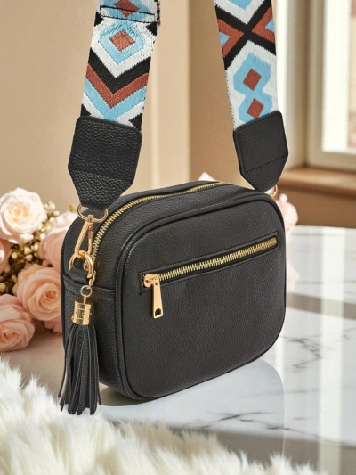 Royalfashion Kleine Damenhandtasche aus Öko-Leder mit buntem Riemen Kovi Lace