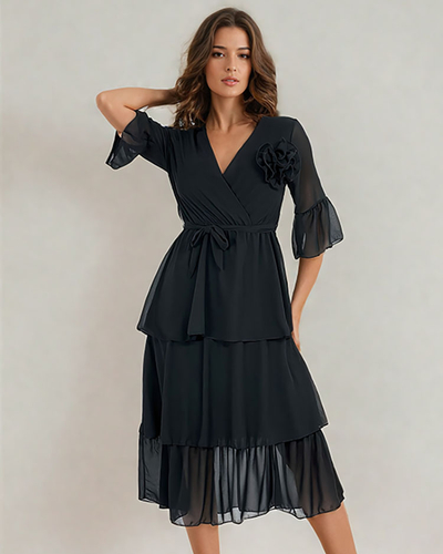 Royalfashion Damen Midikleid mit Rüschen
