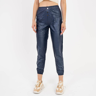 Marineblaue Öko-Lederhose für Damen - Kleidung