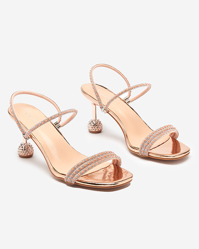 Rosa und gold lackierte Hausschuhe mit niedrigem Absatz Lakopi - Schuhe