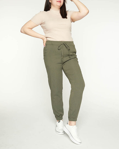 Grüne Stoff-Jogginghose für Damen GROSSE GRÖSSE - Kleidung