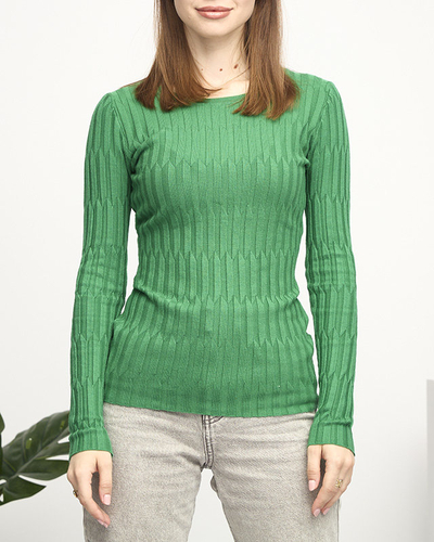 Grüner Rippenpullover für Damen - Kleidung