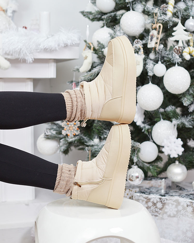 Royalfashion Damen Schneestiefel in beige Farbe Fopinia