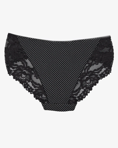 Чорні жіночі трусики з принтом в горошок - Нижня білизна