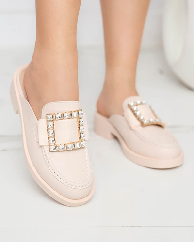 Beige Hausschuhe für Damen a'la Loafer Delaqi - Schuhe