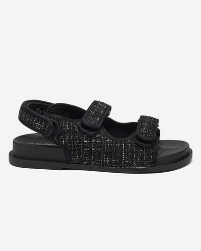 Schwarze Damensandalen aus Stoff Desotty- Footwear