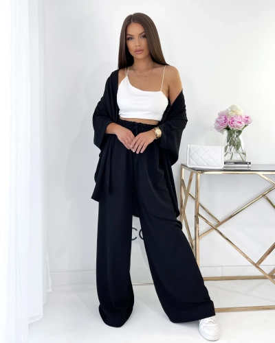 Royalfashion Schwarzes Damen Freizeit-Set