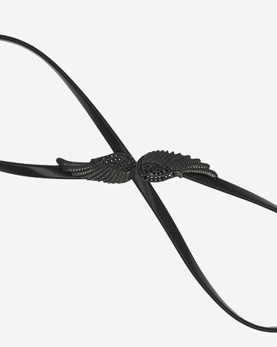 Schwarzer Damengürtel mit dekorativer Schnalle - Accessoires