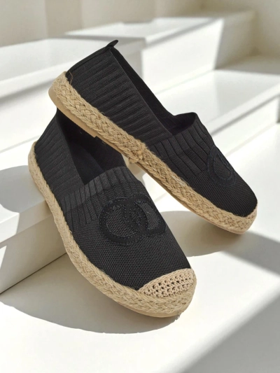 Damen Espadrilles Atena schwarz – flacher Absatz, ökologisches Wildleder