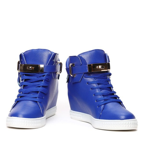 Niebieskie sneakersy na koturnie - Obuwie