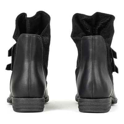 Schwarze Stiefeletten mit silbernen Halcyon-Schnallen - Schuhe