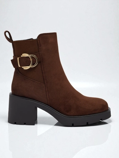 Damen Stiefeletten Solenya aus Wildlederimitat mit Blockabsatz