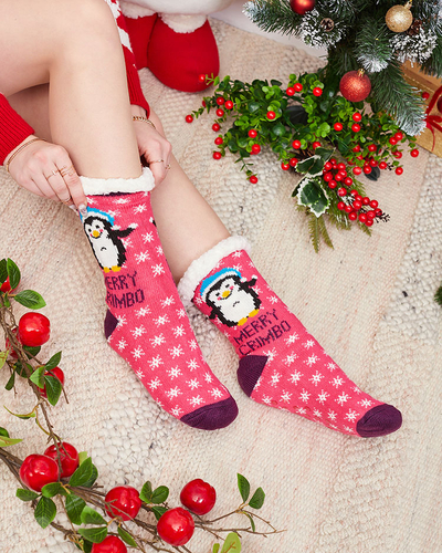 Rote Damensocken mit Weihnachtsmuster - Unterwäsche