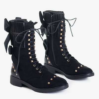 Schwarze Damenstiefel mit Farida-Ornamenten - Schuhe