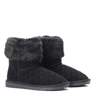 Black snow boots with fur Mani - Footwear