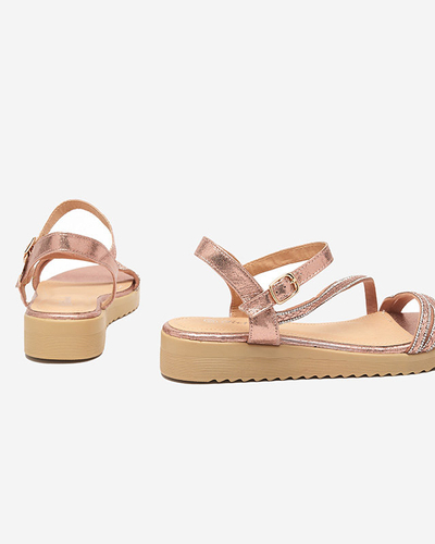 Rosa glänzende Damensandalen mit Zirkonen Spirade - Kleidung