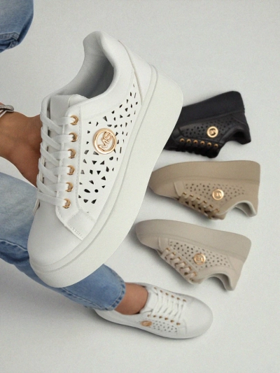 Aurelia Bianca – Weiße Plateausneakers Royalfashion Ecru
