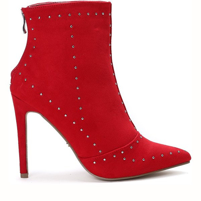 Czerwone botki na szpilce Vivian - Obuwie