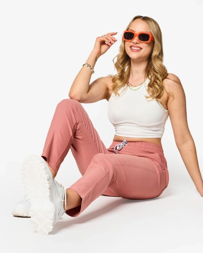 Gerade Damen Stoffhose in rosa PLUS SIZE- Kleidung