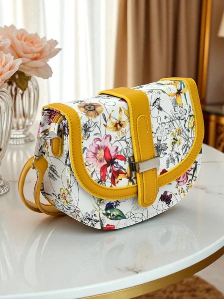 Royalfashion Kleine Damenhandtasche aus Öko-Leder mit Blumenmuster Ori Elle