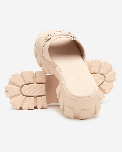 Beige Damenhausschuhe auf dickerer Sohle. Inza - Footwear