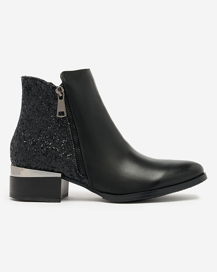 Royalfashion Schwarzer Damenstiefel mit Brokat Brosecco