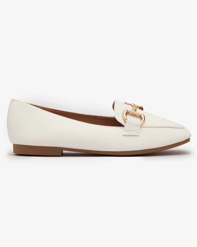 Royalfashion Weiße Damen Steppmokassins mit Goldverzierung Wetifa