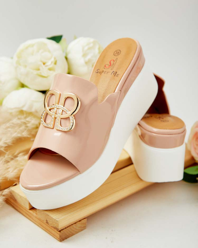 Royalfashion Лаковані жіночі шльопанці на підборах Sailla