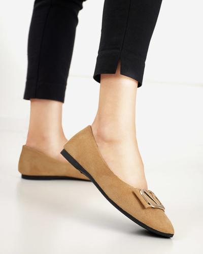 Beige Damen-Ballerinas mit Verzierung an der Spitze Cavo - Footwear