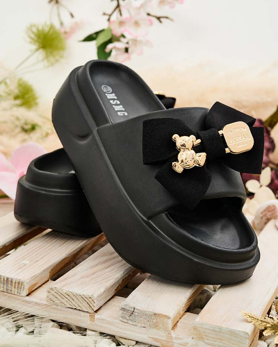 Royalfashion Damen-Gummi-Flip-Flops mit Zierschleife Apis