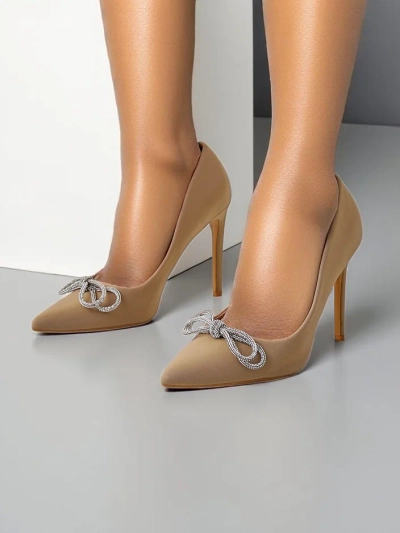 Royalfashion Damenschuhe, die Satin ähneln, mit einer Schleife Hefion