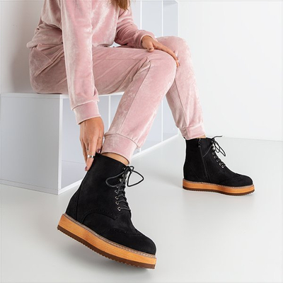 Schwarze Damenstiefeletten mit Keilabsatz Dewenter - Schuhe