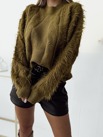 Royalfashion Mustard flauschiger Damenpullover