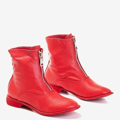 Rote Stiefeletten für Damen mit flachem Absatz Klyunia - Footwear