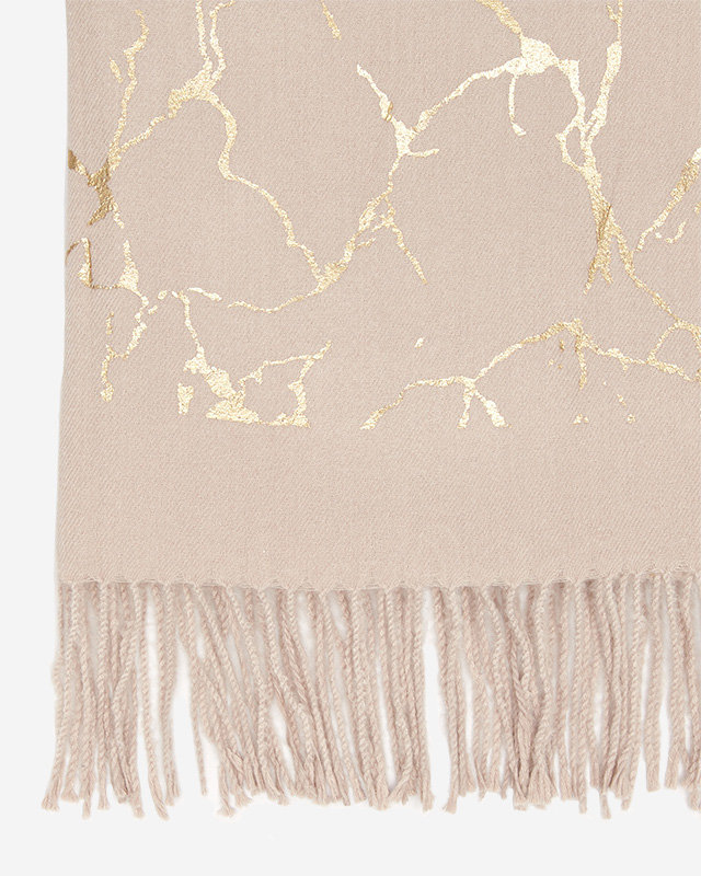 Hellbrauner Damenschal mit goldenen Verzierungen - Accessoires