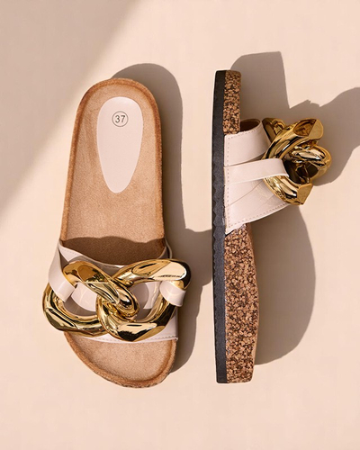 Beige Damen Flip-Flops mit Verzierung Sofig- Footwear