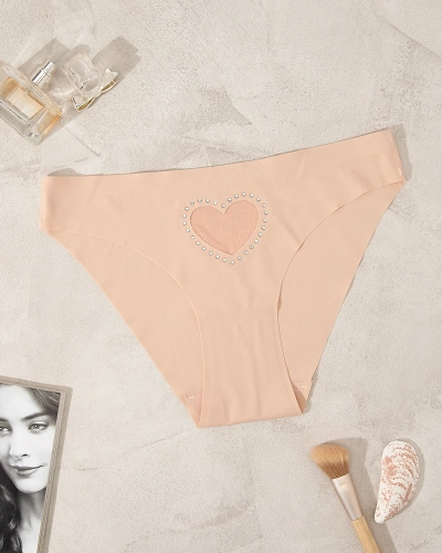 Royalfashion Beige Damen-Höschen mit herzförmigem Ausschnitt