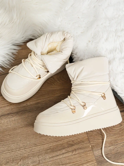 Royalfashion Damen Schlupf-Schneestiefel in Cremefarbe Dabenda
