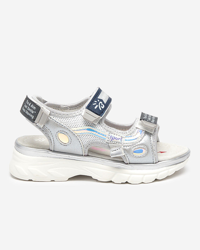 Silberne Kindersandale mit bunten Einsätzen Meniko - Footwear