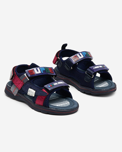 Marineblaue Kindersandalen mit Aufnähern Netiks - Schuhe
