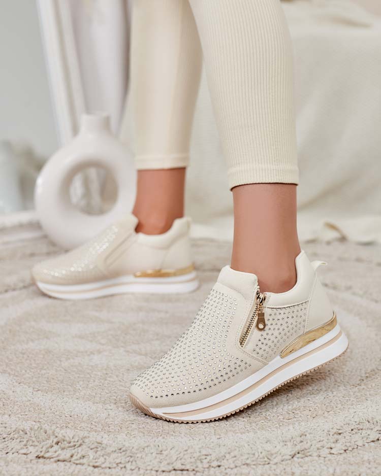 Royalfashion Damen Halbschuhe mit Zirkonen Mirconie