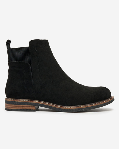 Royalfashion Schwarze Damenstiefel aus Öko-Wildleder Veysi a'la sztyblettes