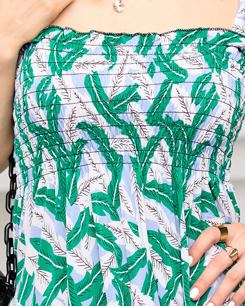 Зелена сукня довжиною до колін з листям - Одяг