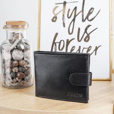 Чоловічий чорний гаманець на ґудзику - Гаманець