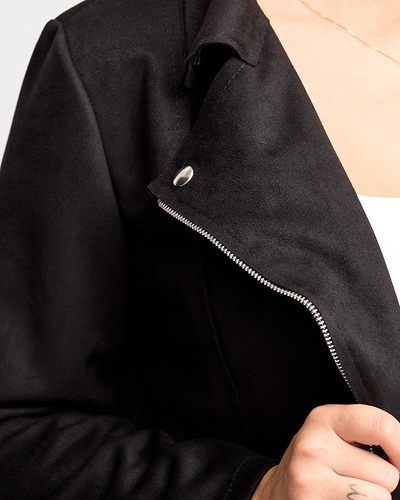 Bikerjacke aus schwarzem Öko-Wildleder für Damen - Kleidung